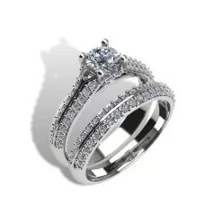   Ékszerpalota eljegyzési gyűrű szett 0.5ct gyémánttal EMB 002 fehér arany 