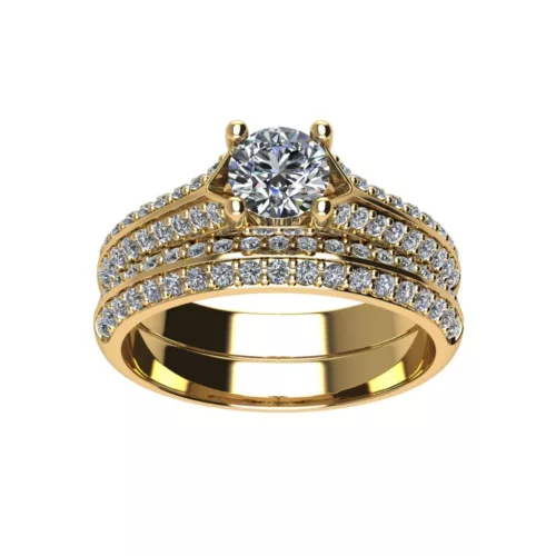 Ékszerpalota eljegyzési gyűrű szett 0.5ct G/VS gyémánttal EMB 002 sárga arany 