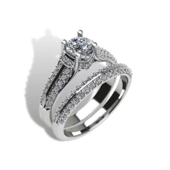   Ékszerpalota eljegyzési gyűrű szett 0.5ct gyémánttal EMB 003 fehér arany 