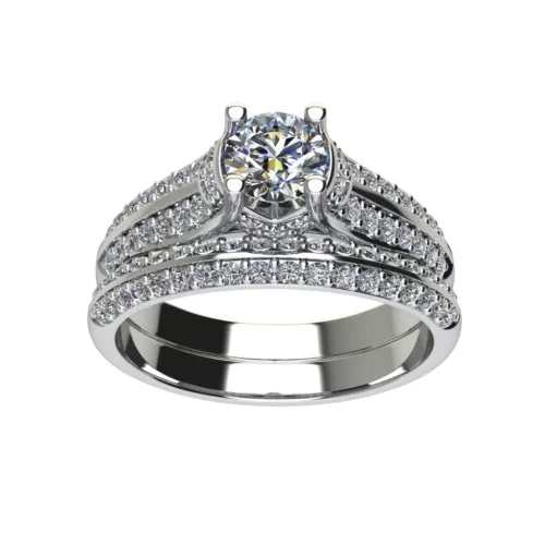 Ékszerpalota eljegyzési gyűrű szett 0.5ct gyémánttal EMB 003 fehér arany 