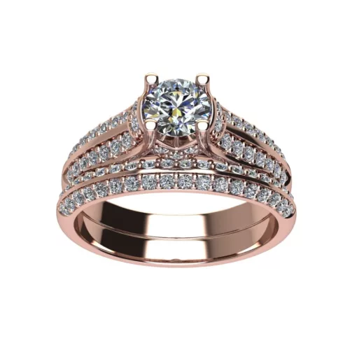 Ékszerpalota eljegyzési gyűrű szett 0.5ct H/SI gyémánttal EMB 003 rozé arany 