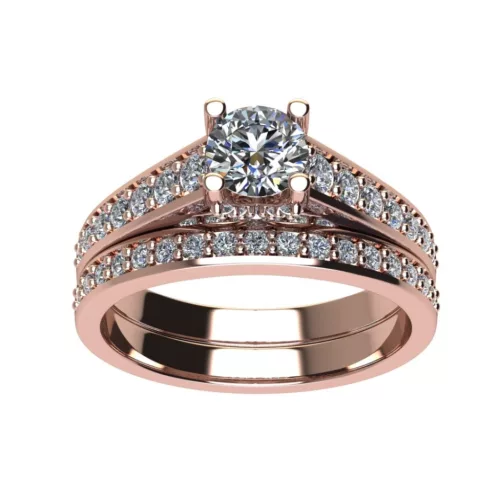 Ékszerpalota eljegyzési gyűrű szett 0.5ct G/VS gyémánttal EMB 004 rozé arany 