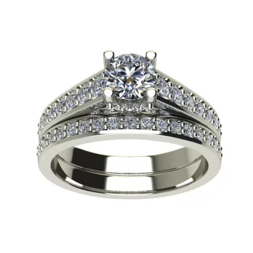 Ékszerpalota eljegyzési gyűrű szett 0.5ct gyémánttal EMB 004 platina 