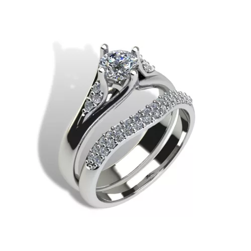 Ékszerpalota eljegyzési gyűrű szett 0.5ct G/VS gyémánttal EMB 005 platina 