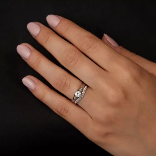 Ékszerpalota eljegyzési gyűrű szett 0.5ct G/VS gyémánttal EMB 005 platina 