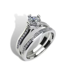   Ékszerpalota eljegyzési gyűrű szett 0.5ct gyémánttal EMB 006 fehér arany 