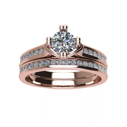 Ékszerpalota eljegyzési gyűrű szett 0.5ct G/VS gyémánttal EMB 006 rozé arany 