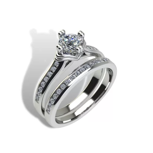 Ékszerpalota eljegyzési gyűrű szett 0.5ct G/VS gyémánttal EMB 006 platina 