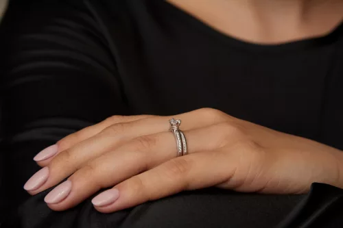 Ékszerpalota eljegyzési gyűrű szett 0.5ct G/VS gyémánttal EMB 006 platina 