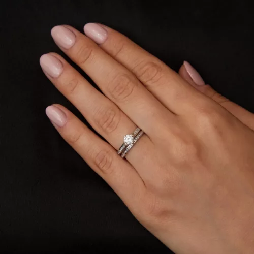 Ékszerpalota eljegyzési gyűrű szett 0.5ct H/SI gyémánttal EMB 006 platina 