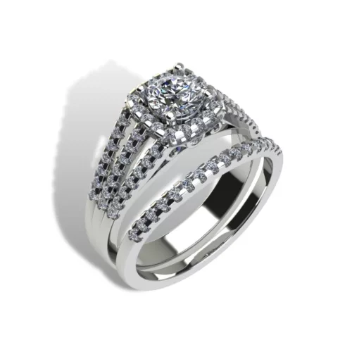 Ékszerpalota eljegyzési gyűrű szett 0.5ct gyémánttal EMB 007 platina 