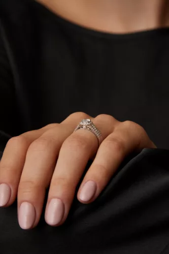 Ékszerpalota eljegyzési gyűrű szett 0.5ct gyémánttal EMB 007 platina 