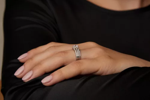Ékszerpalota eljegyzési gyűrű szett 0.5ct gyémánttal EMB 007 platina 