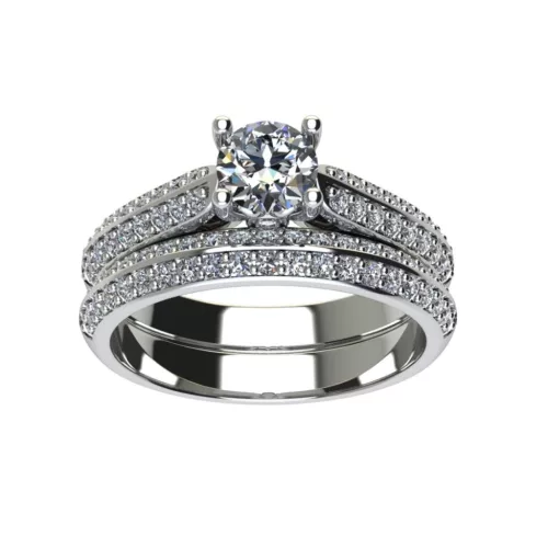 Ékszerpalota eljegyzési gyűrű szett 0.5ct gyémánttal EMB 008 fehér arany 