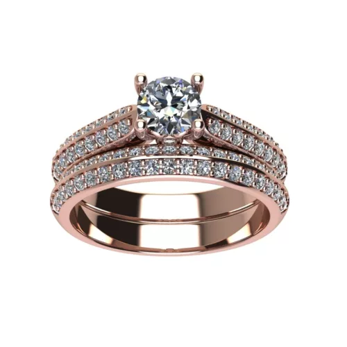 Ékszerpalota eljegyzési gyűrű szett 0.5ct gyémánttal EMB 008 rozé arany 