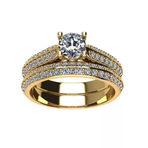 Ékszerpalota eljegyzési gyűrű szett 0.5ct H/SI gyémánttal EMB 008 sárga arany 