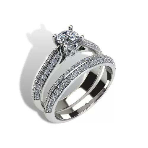 Ékszerpalota eljegyzési gyűrű szett 0.5ct G/VS gyémánttal EMB 008 platina 