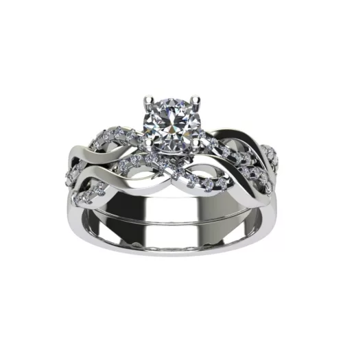 Ékszerpalota eljegyzési gyűrű szett  0.5ct H/SI gyémánttal EMB 009 platina 