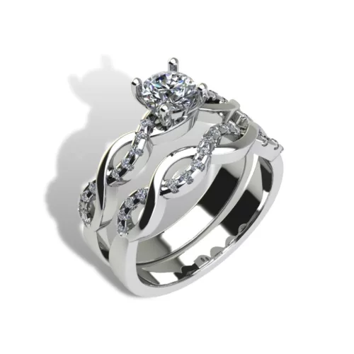 Ékszerpalota eljegyzési gyűrű szett  0.5ct gyémánttal EMB 009 platina 