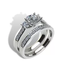   Ékszerpalota eljegyzési gyűrű szett 0.5ct gyémánttal EMB 010 fehér arany 