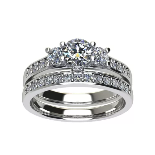 Ékszerpalota eljegyzési gyűrű szett 0.5ct gyémánttal EMB 010 fehér arany 