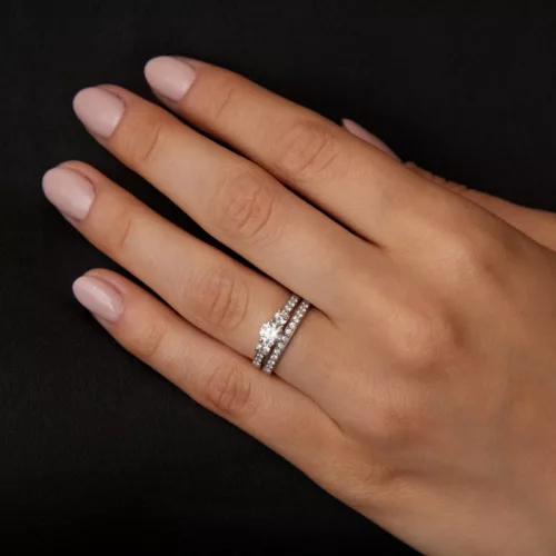 Ékszerpalota eljegyzési gyűrű szett 0.5ct G/VS gyémánttal EMB 010 platina 