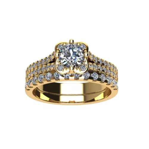 Ékszerpalota eljegyzési gyűrű szett  0.5ct H/SI gyémánttal EMB 011 sárga arany 