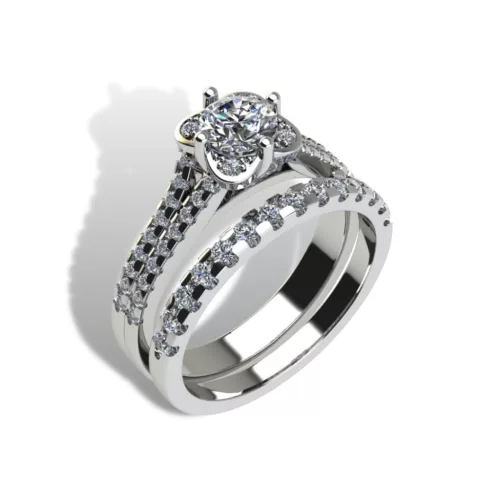 Ékszerpalota eljegyzési gyűrű szett  0.5ct G/VS gyémánttal EMB 011 platina 