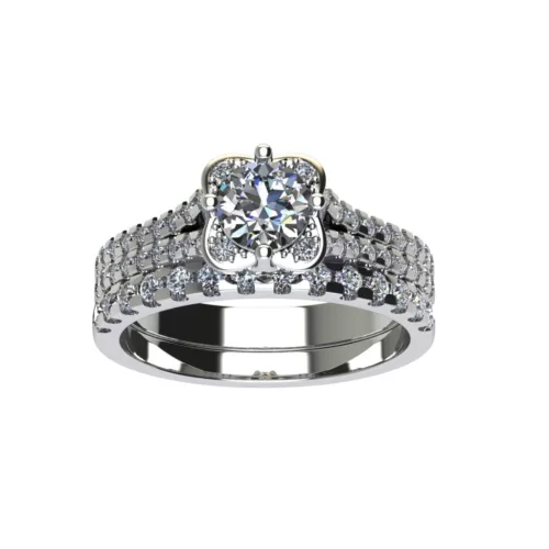 Ékszerpalota eljegyzési gyűrű szett  0.5ct G/VS gyémánttal EMB 011 platina 