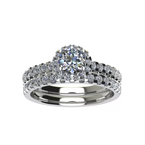 Ékszerpalota eljegyzési gyűrű szett 0.5ct G/VS gyémánttal EMB 012 platina 