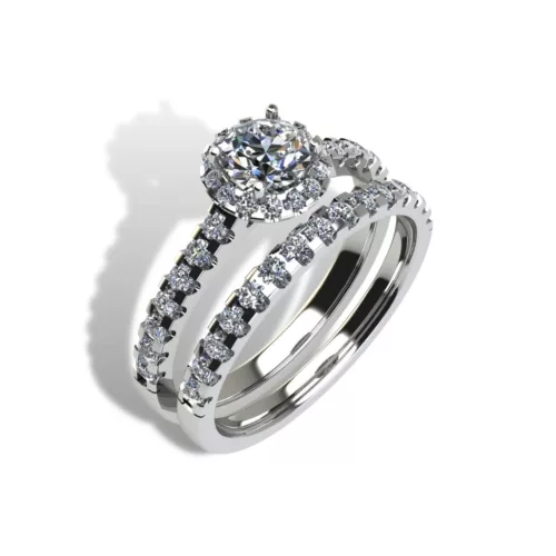 Ékszerpalota eljegyzési gyűrű szett 0.5ct H/SI gyémánttal EMB 012 platina 