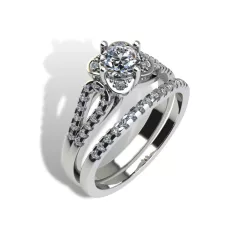   Ékszerpalota eljegyzési gyűrű szett 0.5ct gyémánttal EMB 013 fehér arany 