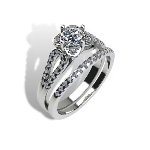 Ékszerpalota eljegyzési gyűrű szett 0.5ct G/VS gyémánttal EMB 013 platina 