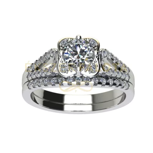 Ékszerpalota eljegyzési gyűrű szett 0.5ct H/SI gyémánttal EMB 013 platina 