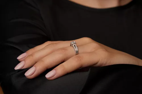 Ékszerpalota eljegyzési gyűrű szett 0.5ct gyémánttal EMB 013 platina 