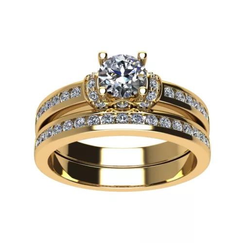Ékszerpalota eljegyzési gyűrű szett  0.5ct gyémánttal EMB 014 sárga arany 