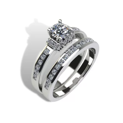 Ékszerpalota eljegyzési gyűrű szett  0.5ct G/VS gyémánttal EMB 014 platina 