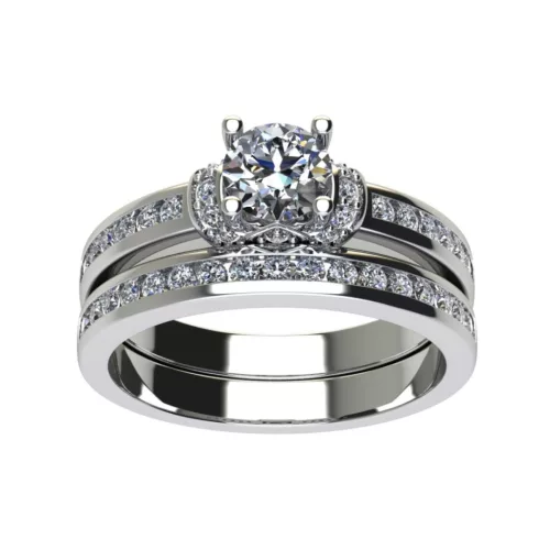 Ékszerpalota eljegyzési gyűrű szett  0.5ct G/VS gyémánttal EMB 014 platina 