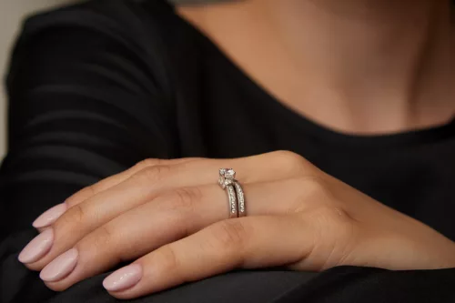 Ékszerpalota eljegyzési gyűrű szett  0.5ct gyémánttal EMB 014 platina 