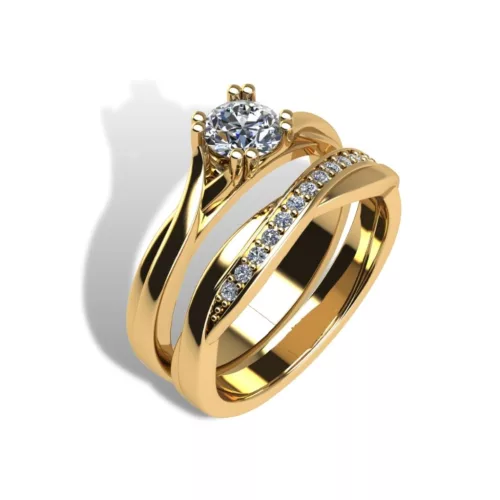 Ékszerpalota eljegyzési gyűrű szett 0.5ct H/SI gyémánttal EMB 015 sárga arany 
