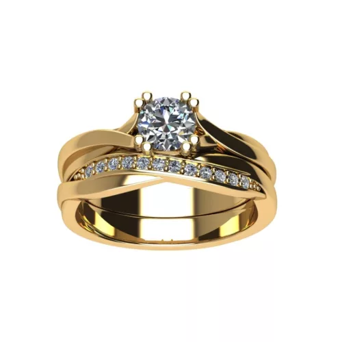 Ékszerpalota eljegyzési gyűrű szett 0.5ct H/SI gyémánttal EMB 015 sárga arany 