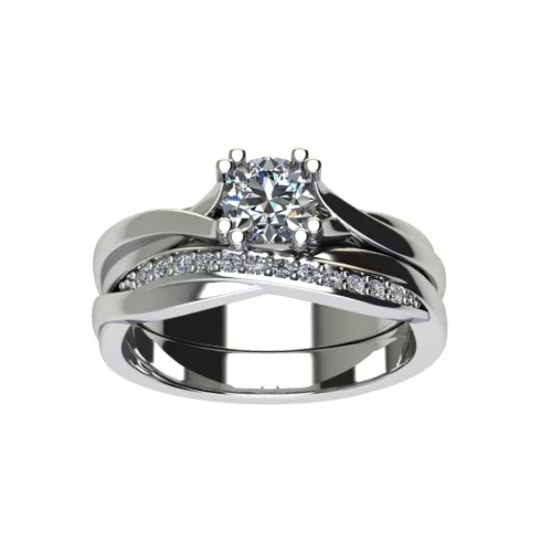 Ékszerpalota eljegyzési gyűrű szett 0.5ct H/SI gyémánttal EMB 015 platina 