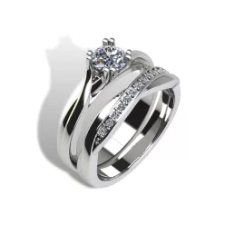   Ékszerpalota eljegyzési gyűrű szett 0.5ct gyémánttal EMB 015 platina 