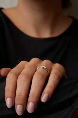 Ékszerpalota eljegyzési gyűrű 0.1ct G/VS gyémánttal MX040 fehér arany